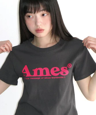 (Women) AMES WORLDWIDE Unisex Basic Logo T-Shirt Charcoal AM2DMUT511ACH 1