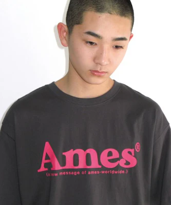 (Women) AMES WORLDWIDE Unisex Basic Logo T-Shirt Charcoal AM2DMUT511ACH 2