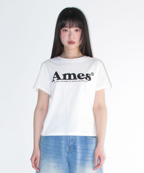 Order (Women) AMES WORLDWIDE Unisex Basic Logo Tee White AM2DMUT511AWH