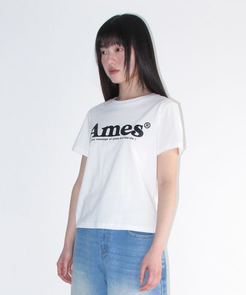 Shop (Women) AMES WORLDWIDE Unisex Basic Logo Tee White AM2DMUT511AWH