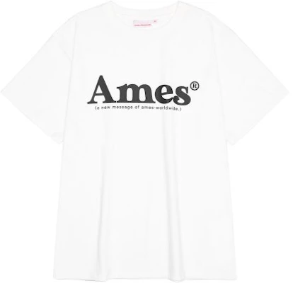 (Women) AMES WORLDWIDE Unisex Basic Logo Tee White AM2DMUT511AWH 2