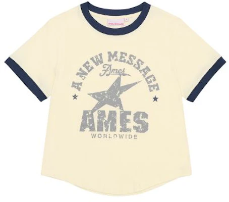 (W) AMES WORLDWIDE 复古星星奶油色T恤 AM2FMUT513ACR 5