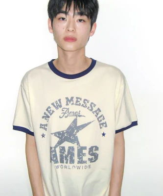 (W) AMES WORLDWIDE 复古星星奶油色T恤 AM2FMUT513ACR Shop (W) AMES WORLDWIDE 复古星星奶油色T恤 AM2FMUT513ACR