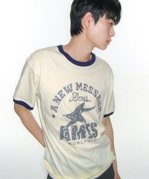 Purchase (W) AMES WORLDWIDE 复古星星奶油色T恤 AM2FMUT513ACR