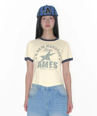 (W) AMES WORLDWIDE 复古星星奶油色T恤 AM2FMUT513ACR Details for (W) AMES WORLDWIDE 复古星星奶油色T恤 AM2FMUT513ACR