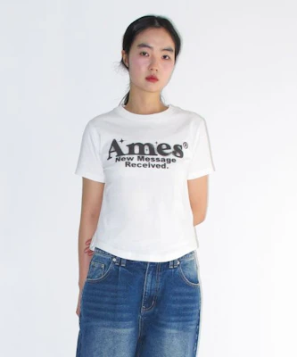 (Women) AMES WORLDWIDE White Round Hem Crop Tee AM2EMUT520AWH Shop (Women) AMES WORLDWIDE White Round Hem Crop Tee AM2EMUT520AWH