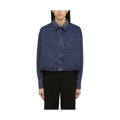 (Women) AMI Paris Blue Cropped Long Sleeve Jacket FSH134DE0025-480