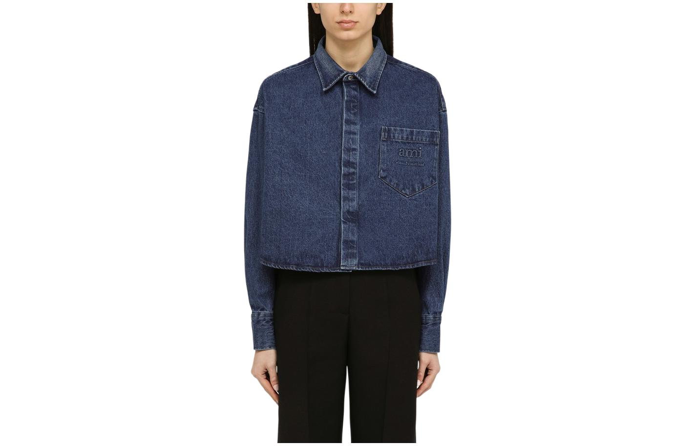 (Women) AMI Paris  Blue Cropped Long Sleeve Jacket FSH134DE0025-480 圖 2