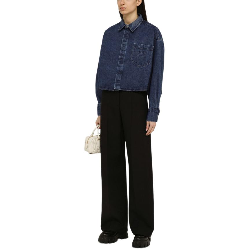 (Women) AMI Paris  Blue Cropped Long Sleeve Jacket FSH134DE0025-480 圖 3