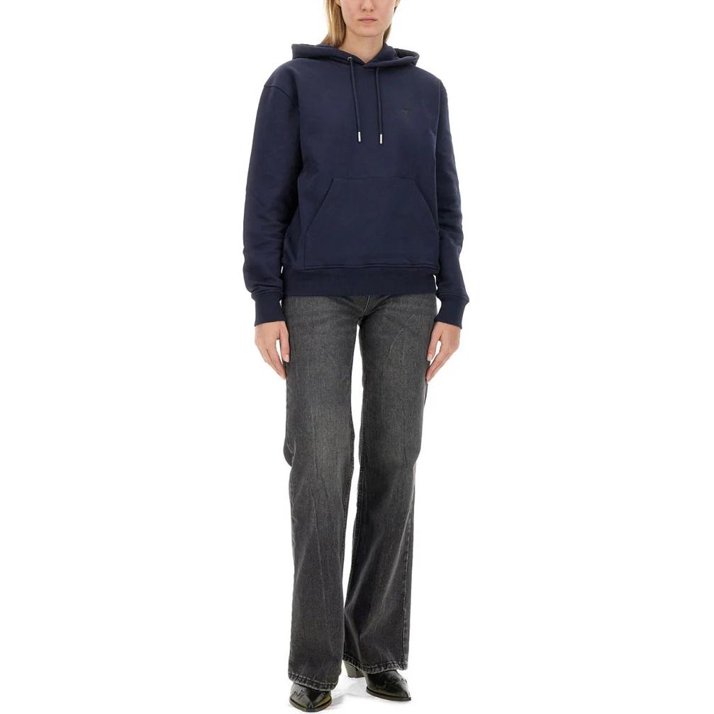 Shop (W) AMI Paris 藍色連帽套頭長袖休閒毛衣。 USW203730-430