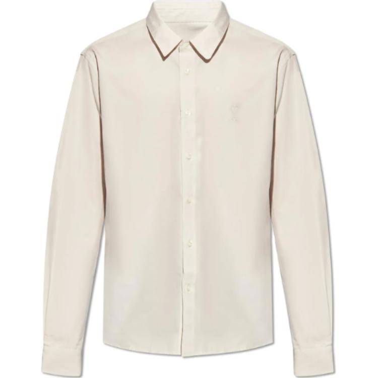 (Women) AMI Paris  Chalk-Colored Straight Long Sleeve Button-Up Shirt. USH161CO0063-193