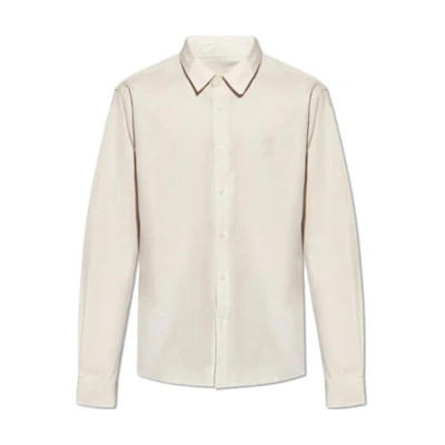 (Women) AMI Paris Chalk-Colored Straight Long Sleeve Button-Up Shirt. USH161CO0063-193