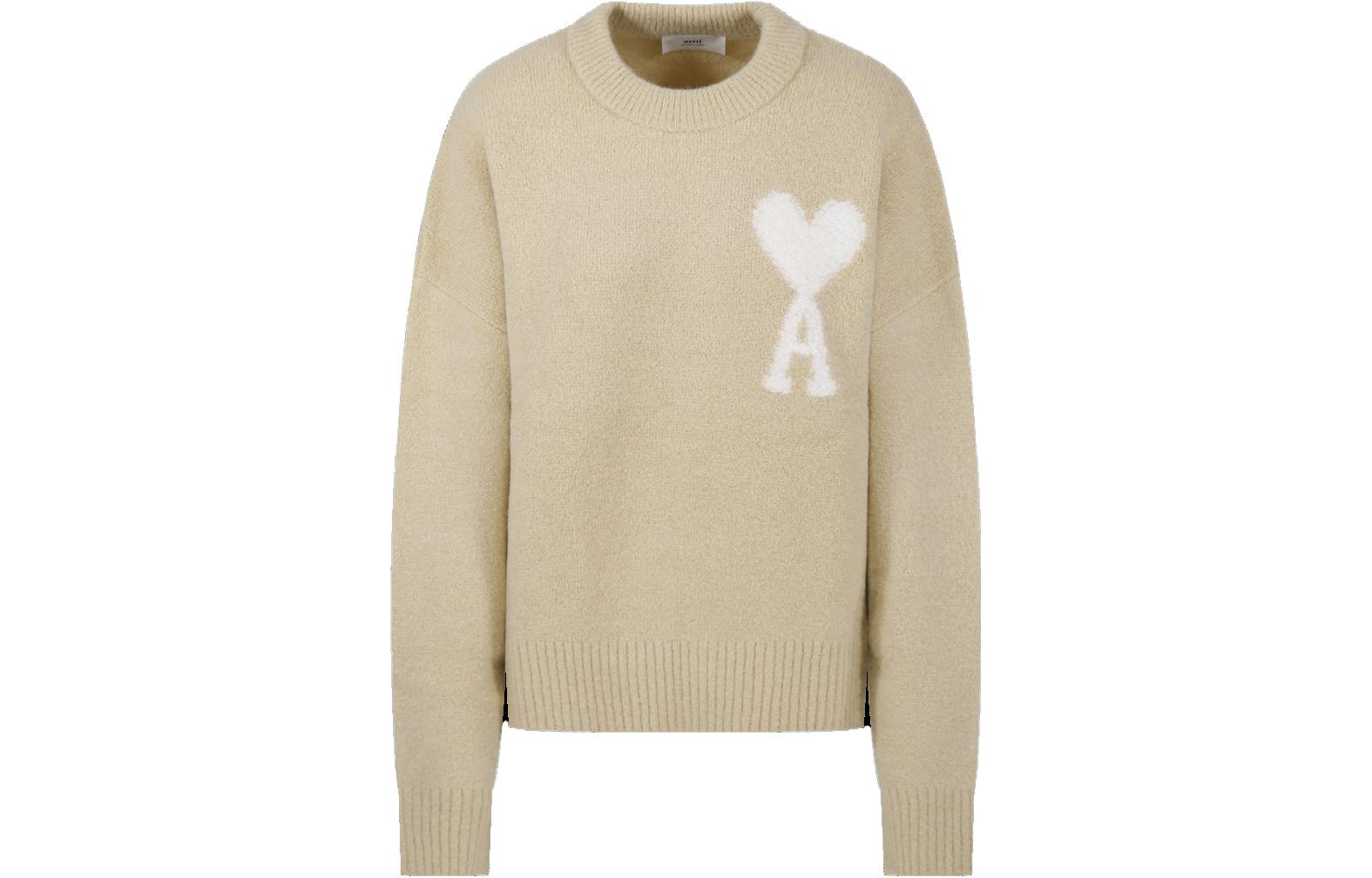 (Women) AMI Paris  Cloud Sweater Big Heart Crewneck Off-White UKS025KN0032-719
