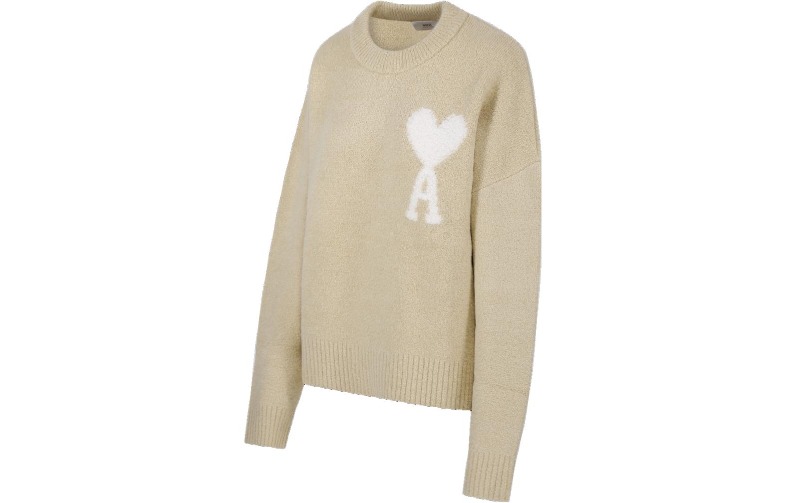 Shop (W) AMI Paris 雲紋大心Logo圓領毛衣 白色 UKS025KN0032-719