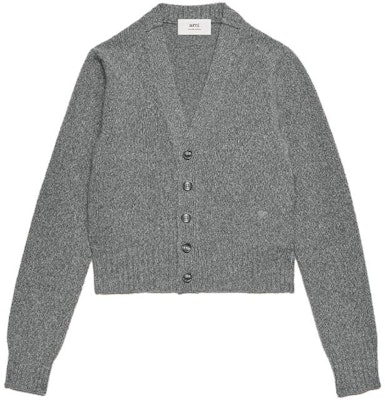 (W) AMI Paris 灰色毛衣外套搭配同色系愛心刺繡 FKC127005-055 Order (W) AMI Paris 灰色毛衣外套搭配同色系愛心刺繡 FKC127005-055