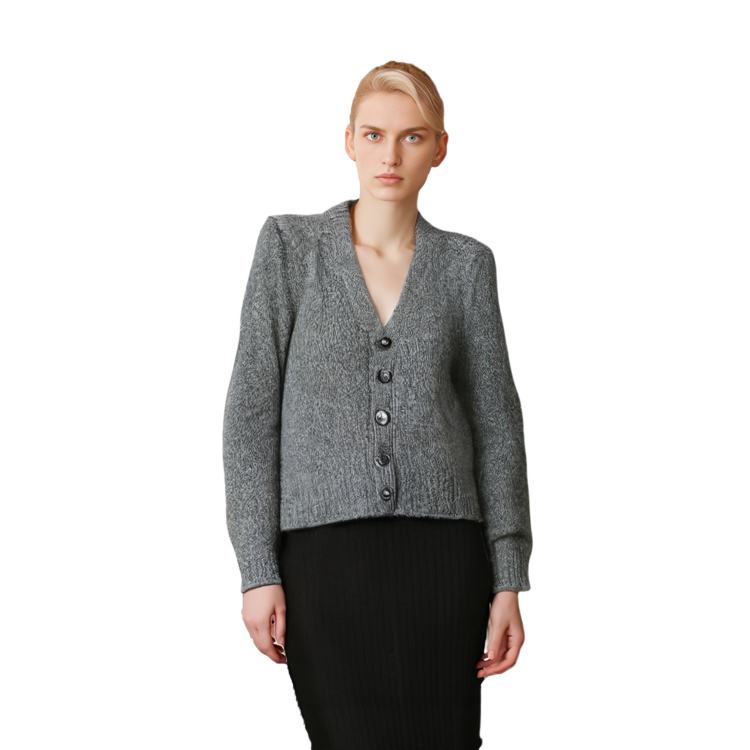 Sizing (W) AMI Paris 灰色毛衣外套搭配同色系愛心刺繡 FKC127005-055