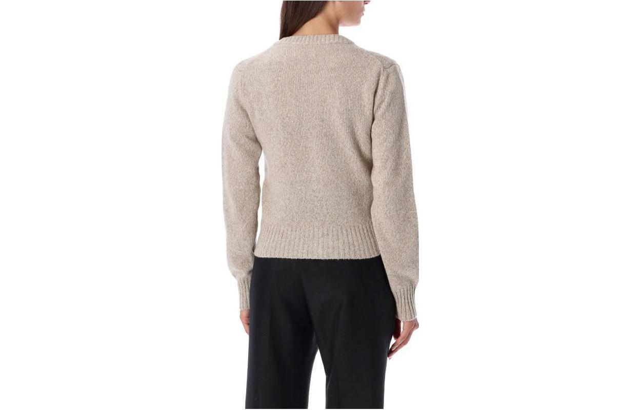 Lookbook (W) AMI PARIS 灰色V領長袖針織羊毛開襟外套 FKC127005265