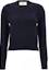 Buy (W) AMI PARIS 海军蓝圆领针织衫 带标志补丁 FKS0570054-011