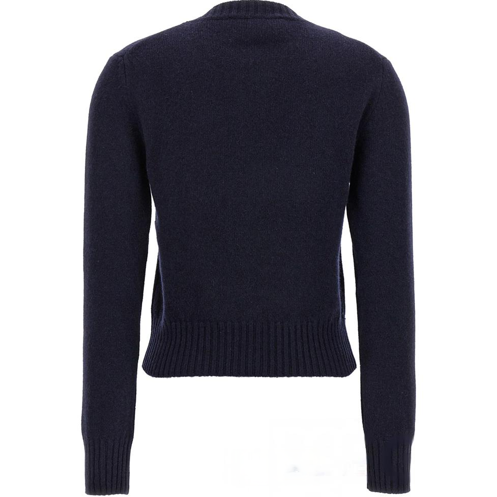 (Women) AMI PARIS  Navy Blue Crewneck Sweater with Logo Patch. FKS0570054-011 圖 3