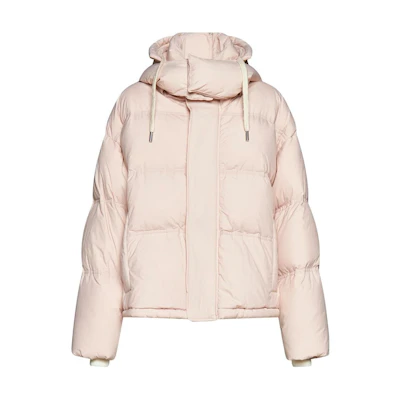 (Women) AMI PARIS Pink Lightweight Down Jacket with Hood and Zipper Closure. UJK402PA0009-679