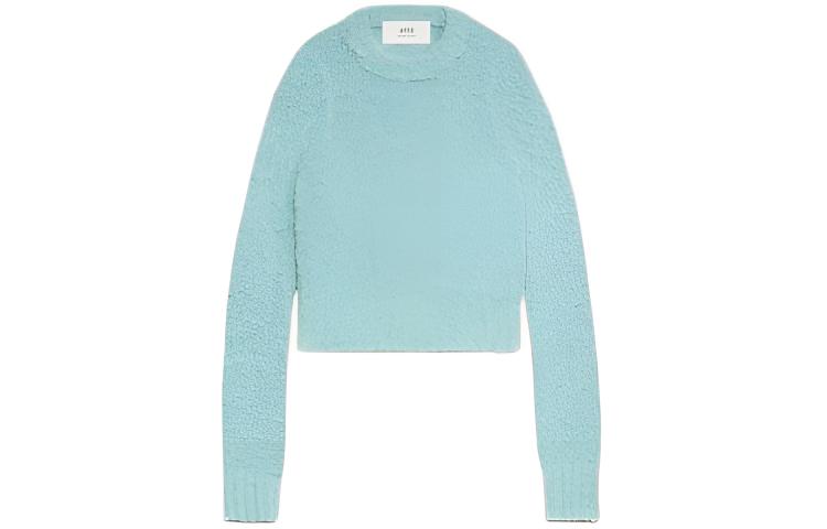 (Women) AMI PARIS  Plain Blend Crewneck Sweater Aquamarine Color. FKS026KN0021468