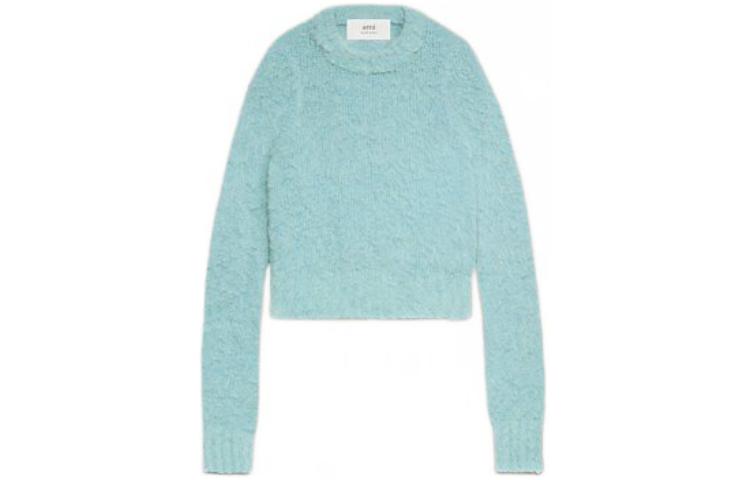Order (Women) AMI PARIS  Plain Blend Crewneck Sweater Aquamarine Color. FKS026KN0021468