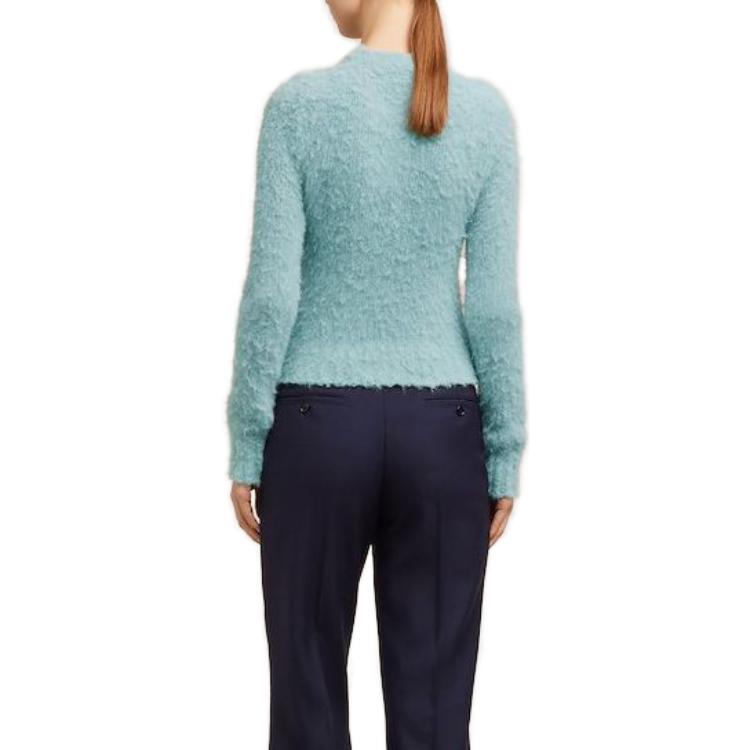 Shop (Women) AMI PARIS  Plain Blend Crewneck Sweater Aquamarine Color. FKS026KN0021468