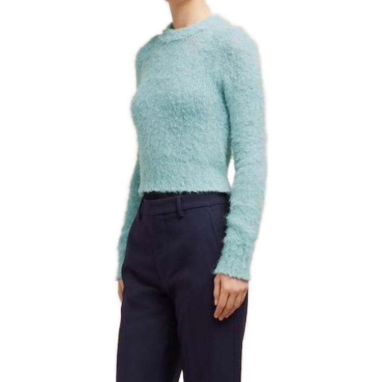 Purchase (Women) AMI PARIS  Plain Blend Crewneck Sweater Aquamarine Color. FKS026KN0021468