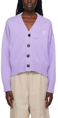 (W) AMI Paris 紫色V領扣釦長袖針織開襟外套毛衣 SPUKC008016-507 Order (W) AMI Paris 紫色V領扣釦長袖針織開襟外套毛衣 SPUKC008016-507