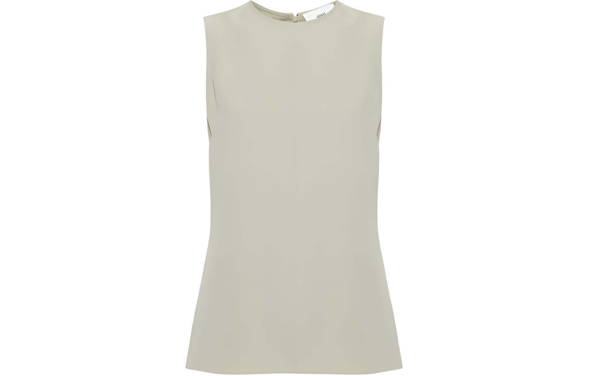 (Women) AMI PARIS  Sage Green Pleated Detail Sleeveless Tank Top FTK201AC0009-317