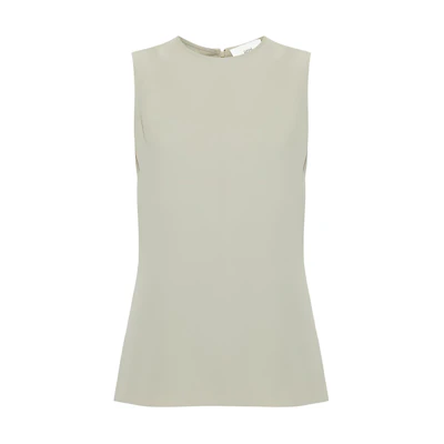 (Women) AMI PARIS Sage Green Pleated Detail Sleeveless Tank Top FTK201AC0009-317