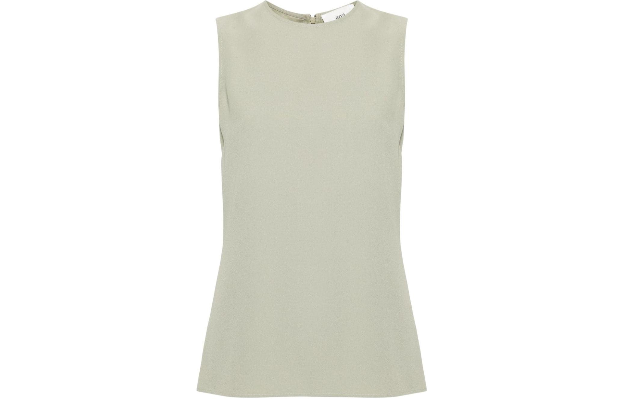 Order (W) AMI PARIS 杏绿色褶皱细节无袖背心上衣 FTK201AC0009-317