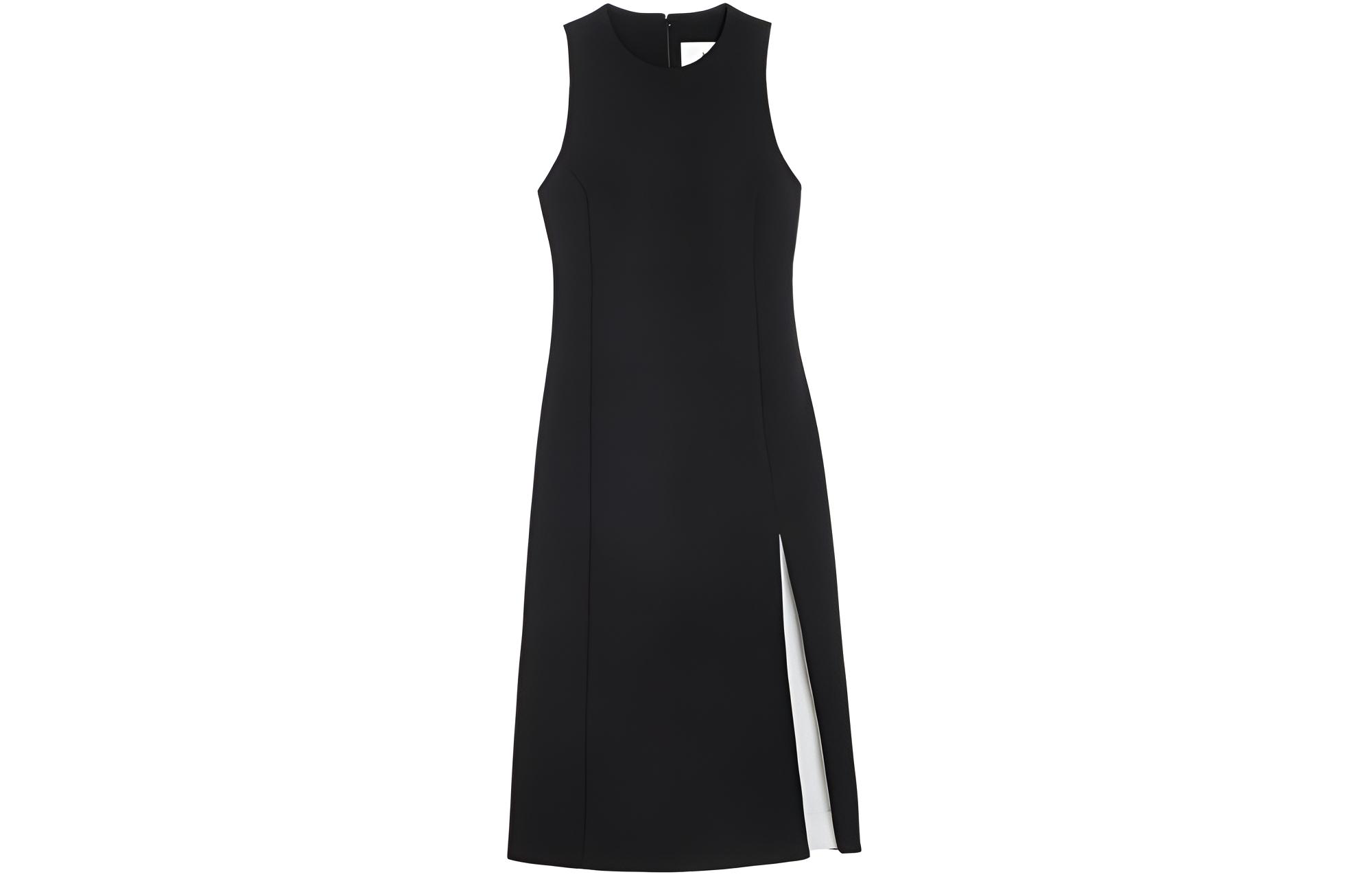 (Women) AMI PARIS  Sleeveless Midi Dress with Zipper Slits Black FDR215WV00450-013
