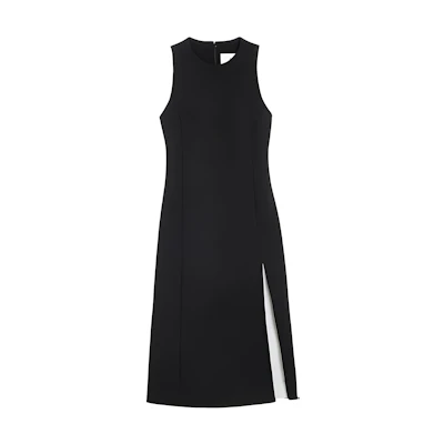 (Women) AMI PARIS Sleeveless Midi Dress with Zipper Slits Black FDR215WV00450-013