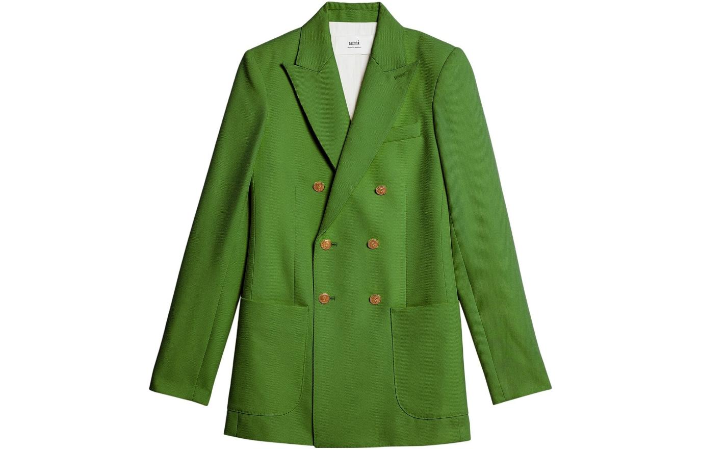 (Women) AMI Paris  Solid Double-Breasted Blazer - Grass Green FBV202WV0004 圖 2