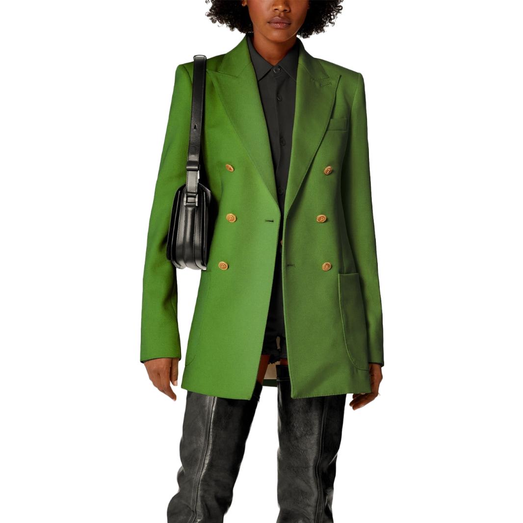 (Women) AMI Paris  Solid Double-Breasted Blazer - Grass Green FBV202WV0004 圖 3