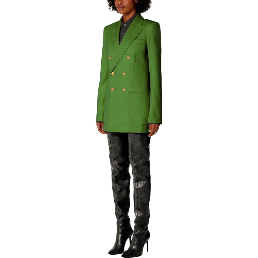 (Women) AMI Paris  Solid Double-Breasted Blazer - Grass Green FBV202WV0004 圖 4