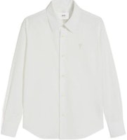 (Women) AMI PARIS White Solid Long-Sleeve Collared Shirt FSH061CO0063-100 (Women) AMI PARIS White Solid Long-Sleeve Collared Shirt FSH061CO0063-100