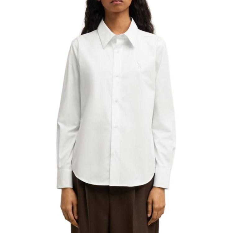 Lookbook (W) AMI PARIS 白色纯色长袖翻领衬衫 FSH061CO0063-100