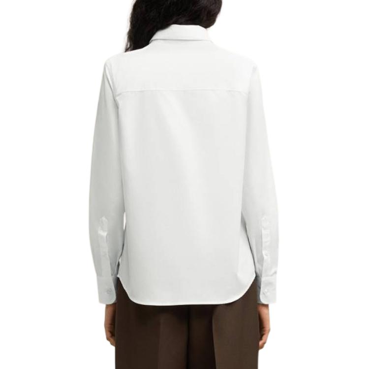 Shop (W) AMI PARIS 白色纯色长袖翻领衬衫 FSH061CO0063-100