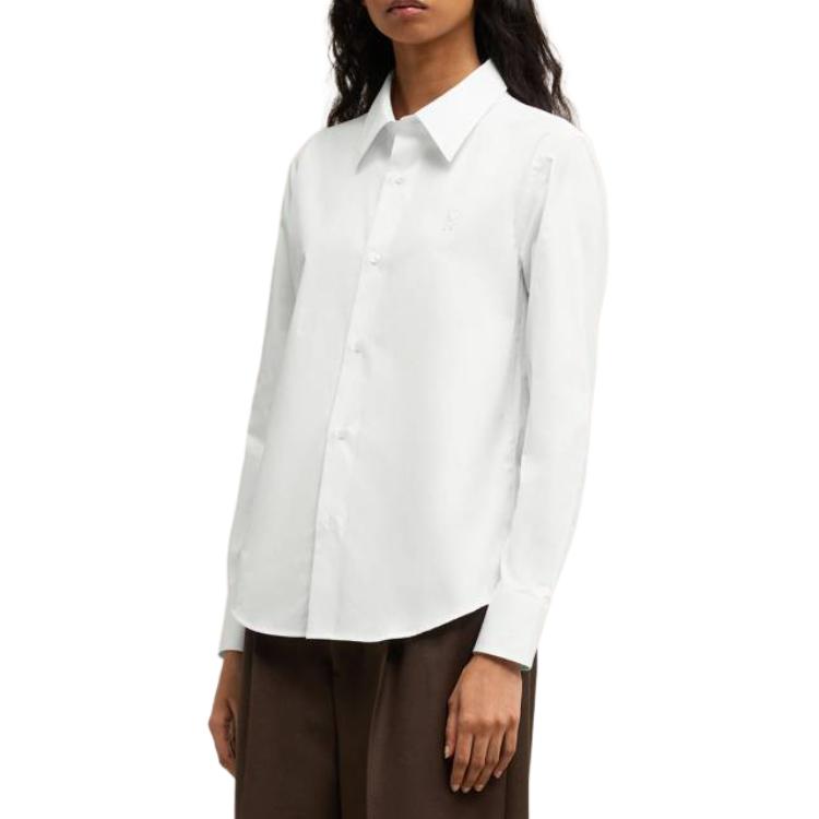 Purchase (W) AMI PARIS 白色纯色长袖翻领衬衫 FSH061CO0063-100