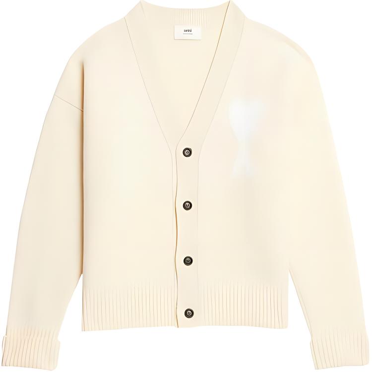 (Women) AMI Paris  White V-Neck Knit Sweater with Logo Print. UKC002018-715 圖 2