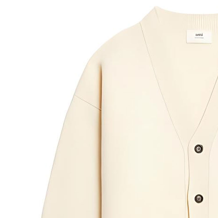 (Women) AMI Paris  White V-Neck Knit Sweater with Logo Print. UKC002018-715 圖 4