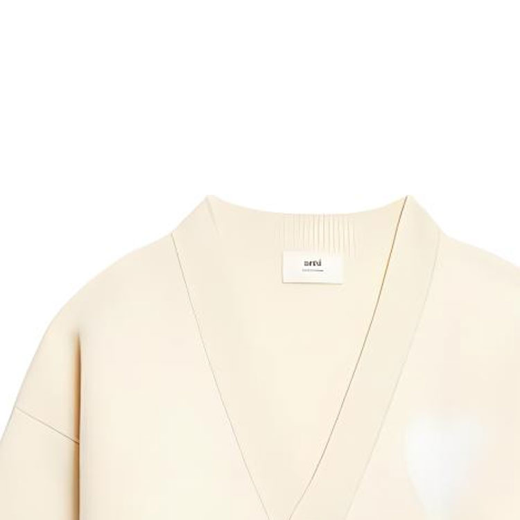 (Women) AMI Paris  White V-Neck Knit Sweater with Logo Print. UKC002018-715 圖 5