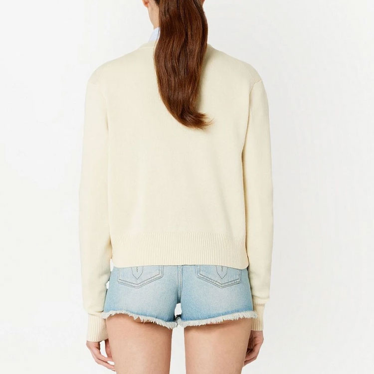 (Women) Ami Paris AMIPARIS  Beige Heart V-Neck Button-Up Knit Cardigan Long Sleeve. FKC010001-709 圖 5