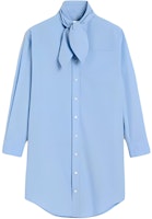 (Women) Ami Paris AMIPARIS Blue Long Sleeve Midi Shirt Dress with Scarf Collar. FDR104CO0063-484 (Women) Ami Paris AMIPARIS Blue Long Sleeve Midi Shirt Dress with Scarf Collar. FDR104CO0063-484