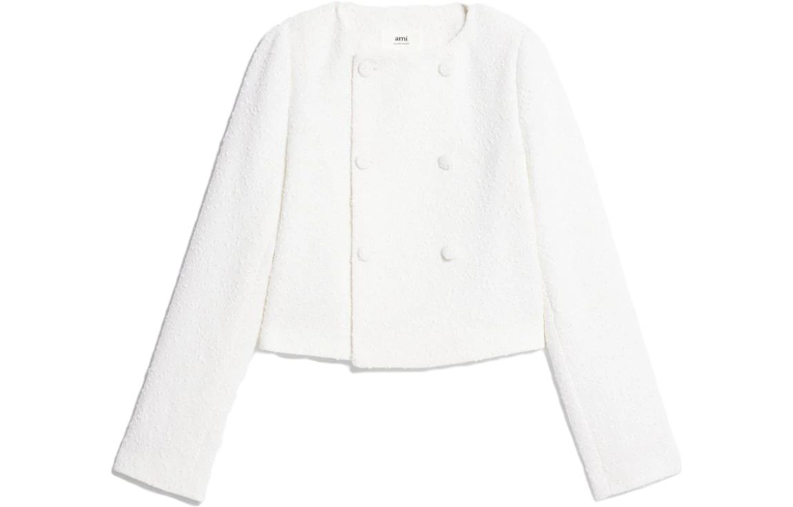 (Women) Ami Paris AMIPARIS  Cropped Double-Breasted Long Sleeve Solid Jacket. FBV701WV0001-168