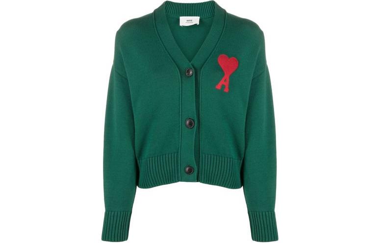 Order (W) Ami Paris AMIPARIS 綠色心形刺繡Logo羊毛外套. A21FK303016-300