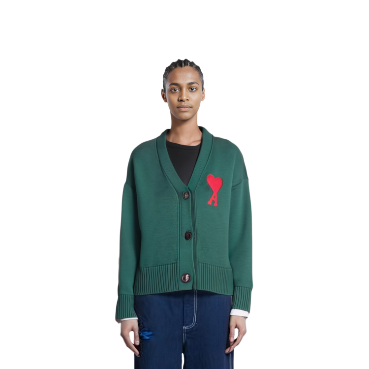 Shop (W) Ami Paris AMIPARIS 綠色心形刺繡Logo羊毛外套. A21FK303016-300