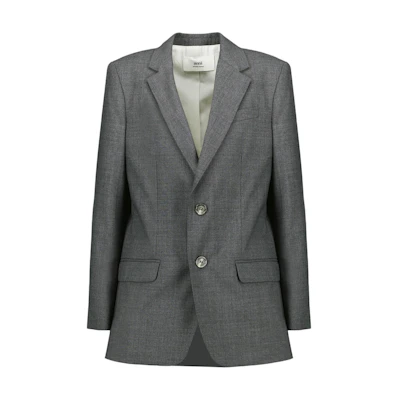 (Women) Ami Paris AMIPARIS Grey Single-Breasted Tailored Long-Sleeve Jacket. FBV007WV0043-055